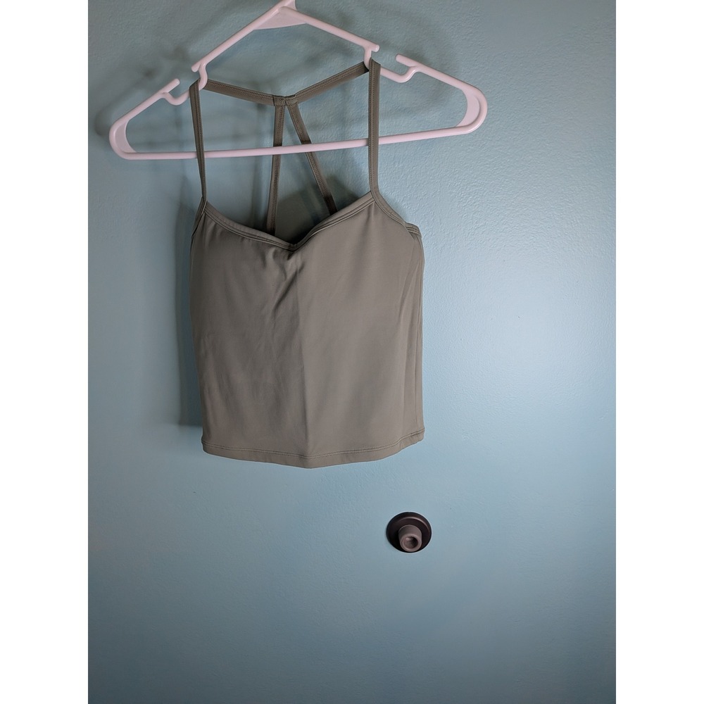 Sage Green Strappy Racerback Athletic Camisole Tank Top Built-in Bra Size S